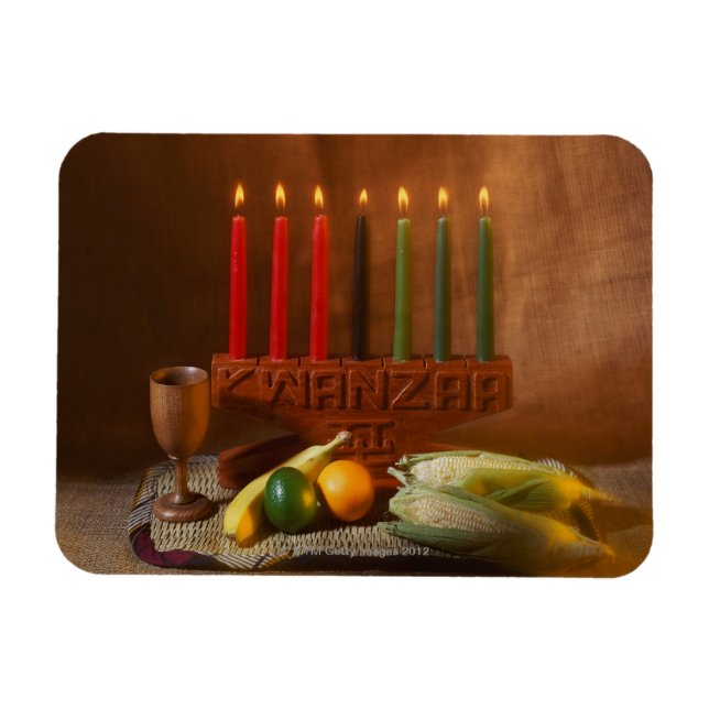 Imán velas y comida de Kwanzaa (Horizontal)