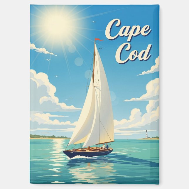 Imán Velero en Cape Cod Massachusetts Viajes (Anverso)