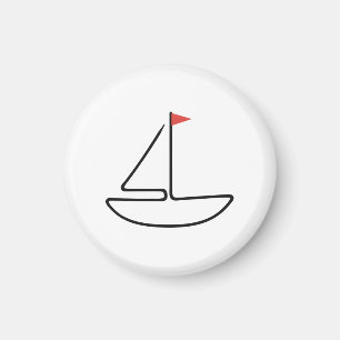 Imán Velero minimalista de arte de una línea con bander