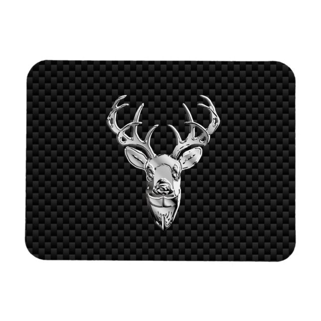 Imán Venado salvaje plateado con decoración de fibra de (Horizontal)