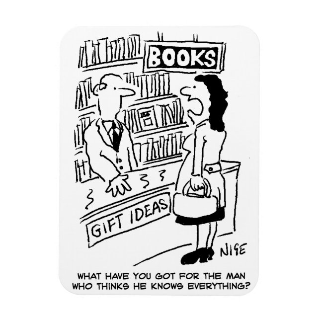 Imán Vendedor de libros en una librería con cliente (Vertical)