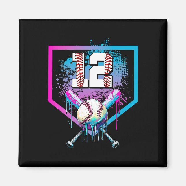 Imán Vender Drip 12th Birthday Home Plate Boy Youth 12  (Frente)
