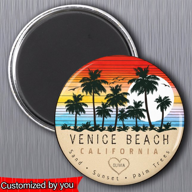 Imán Venecia Beach California Retro Palmeras Souvenir (Subido por el creador)