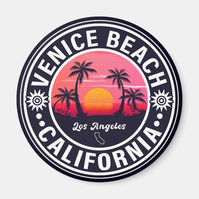 Imán Venecia Beach California Retro Sunset Souvenirs 60 (Frente)