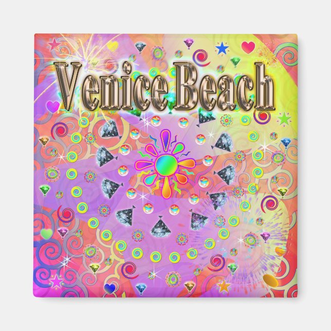 Imán Venecia Beach Lucky Golden Magnet (Frente)