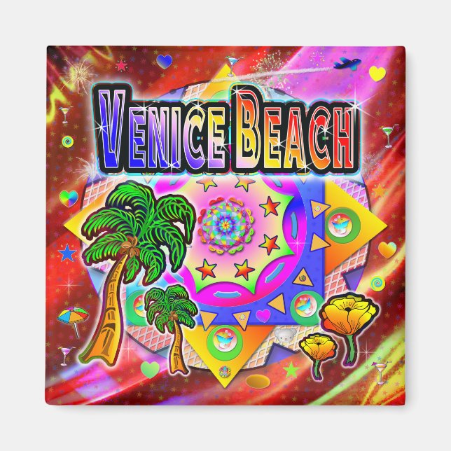 Imán Venecia Beach Tropical Friends Magnet (Frente)