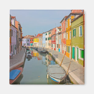 Imán Venecia, canal de la isla de Burano, pequeñas casa