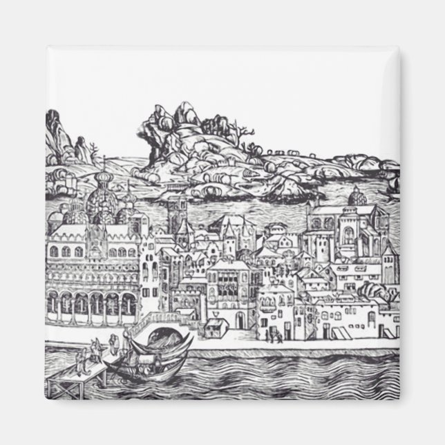Imán Venecia ciudad medieval en Italia (Frente)