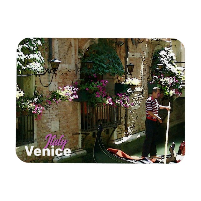Imán Venecia Gondolier Travel Souvenir (Horizontal)