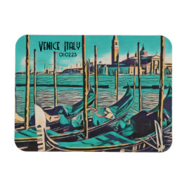 Imán Venecia Italia Gondola Arte, palabras Personalizar