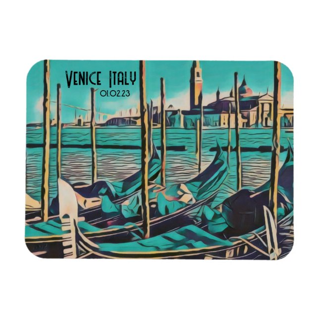 Imán Venecia Italia Gondola Arte, palabras Personalizar (Horizontal)