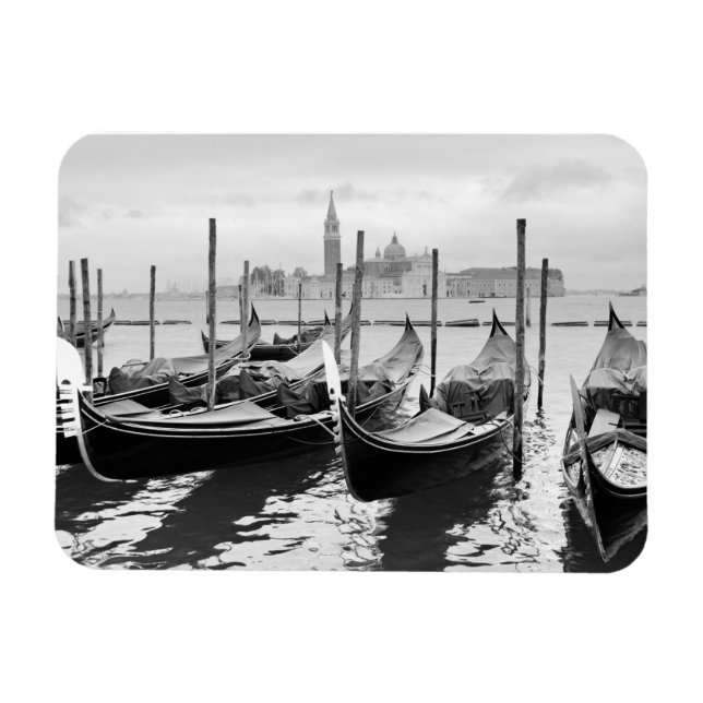 Imán Venecia Italia paisaje negro y blanco (Horizontal)