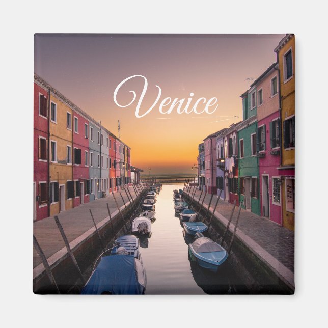Imán Venecia Italia | Plantilla de texto e imagen (Frente)