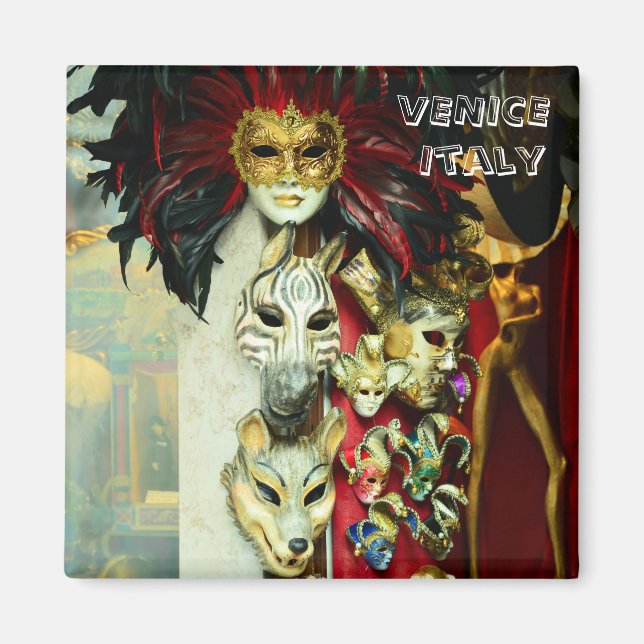 Imán Venecia, máscaras de carnaval - Italia (imán frigo (Frente)