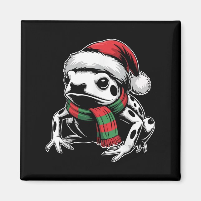 Imán Veneno Dart Frog Xmas Santa Hat Scarf Navidades Co (Frente)