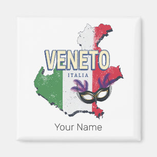 Imán Veneto Italia Retro Región Mapa de Vintage Souveni