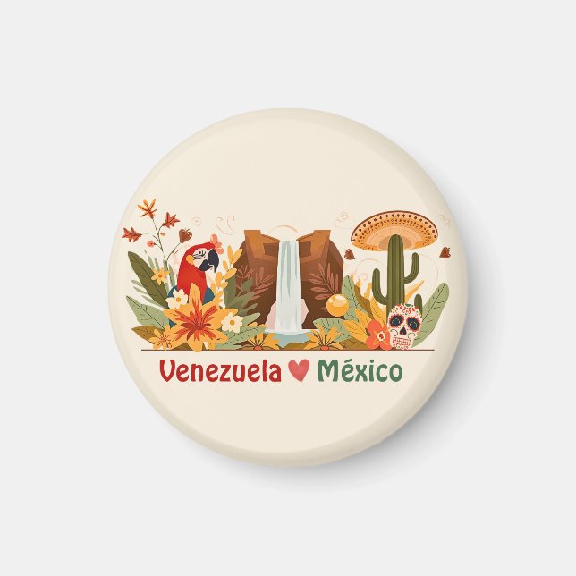 Imán Venezuela ❤️ México Amor Latino y Orgullo Hispano (Frente)
