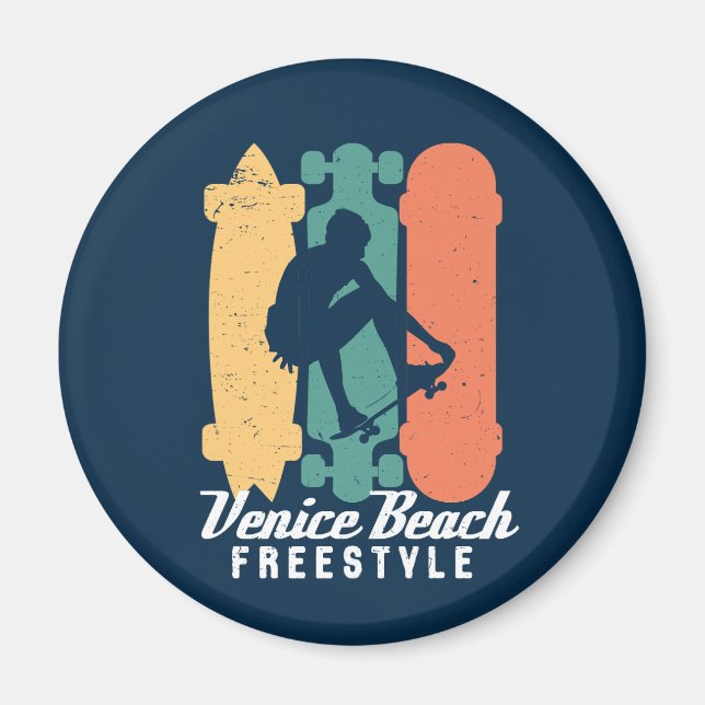 Imán Venice Beach Cali Retro Freestyle Skateboarding (Frente)