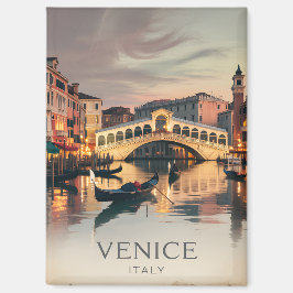 Imán Venice Italy Rialto Bridge Vintage Twilight Rustic