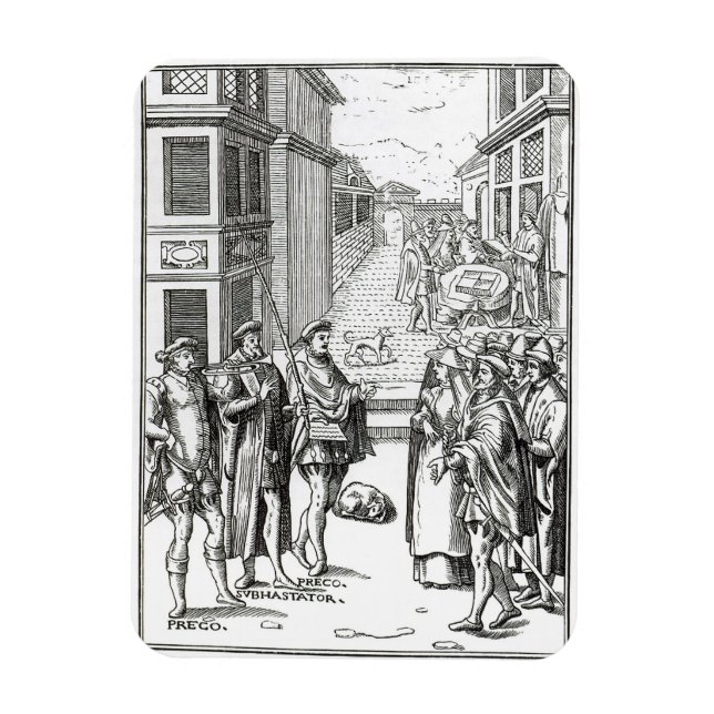 Imán Venta de Town Crier, luego de un corte de madera e (Vertical)