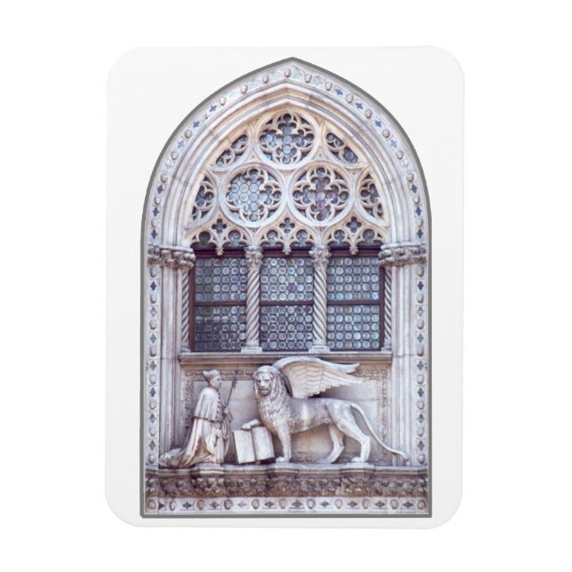 Imán Ventana de león alado de San Marco (Vertical)