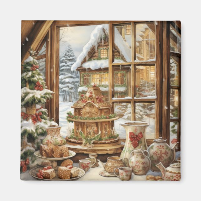 Imán Ventana de Tratamientos de Gingerbread #1 (Frente)
