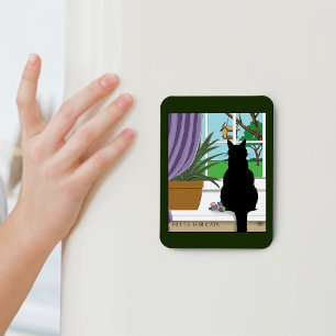 Imán Ventana de visualización de gato negro