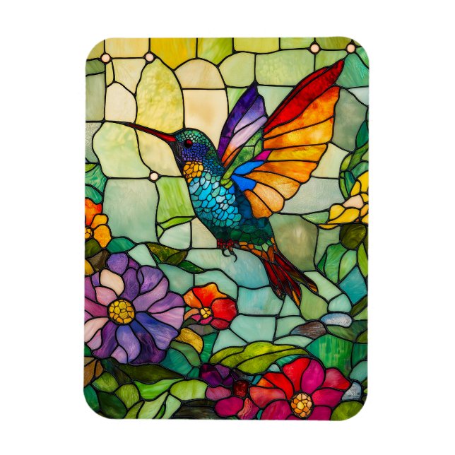 Imán Ventana Tiffany Estilo Colibrí (Vertical)