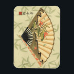 Imán Ventilador de Geisha con hojas e impresión floral<br><div class="desc">Esta hermosa huella tiene un ventilador de geisha destacado en un fondo de hojas flotantes. El ventilador también tiene un bonito y elegante diseño floral. ¡Los fanáticos del arte asiático deberían agregarlo a su colección!</div>
