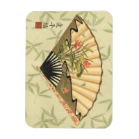 Ventilador de Geisha con hojas e impresión floral