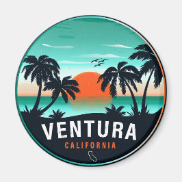 Imán Ventura California Retro Sunset Tropical Souvenirs