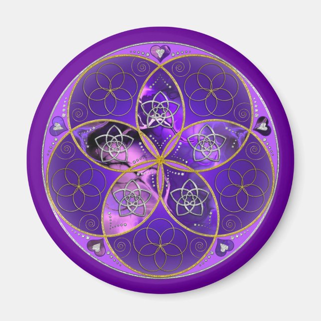 Imán Venus Flor de amor finaART rosa violeta (Frente)