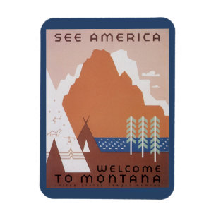 Imán Ver América Bienvenido a Montana, Viaje Antiguo