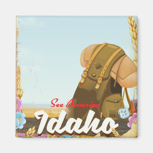 Imán Ver América - Póster de viaje de mochilero en Idah
