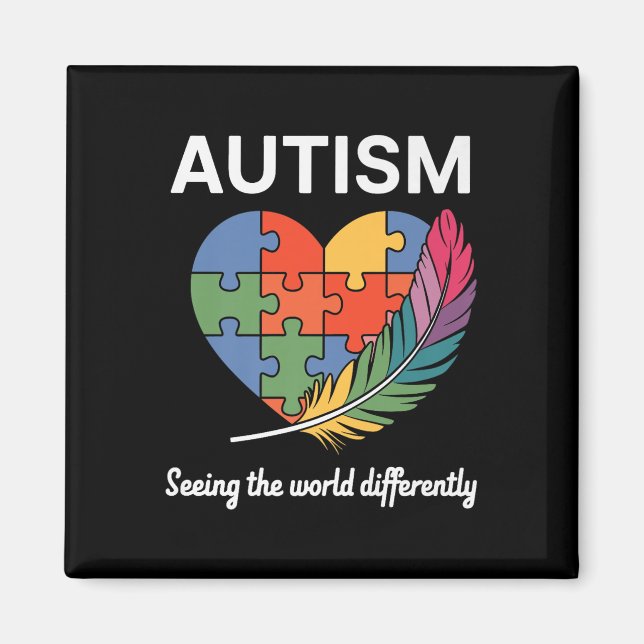 Imán Ver El Mundo Distinguido Autismo Conciencia Infi (Frente)