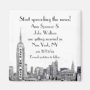 Imán ¡VER ENLACE REVISADO! Silueta de NYC Grabada 01 Gu