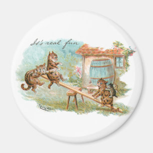 Imán Ver Gatos en tierra de juego visto