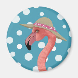 Imán Verano alegre Flamingo Polka Azul Punto gorra de v