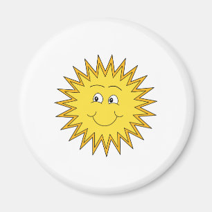 Imán Verano amarillo Sun con una cara feliz