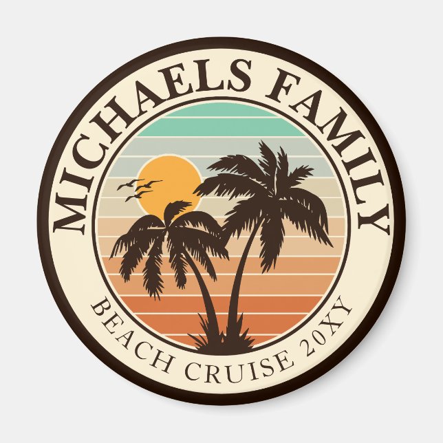 Imán Verano de la Reunión Familia Sunset Beach Palm Tre (Frente)