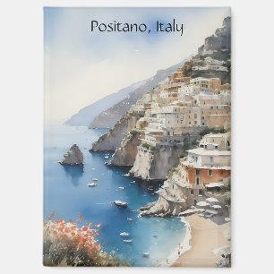 Imán Verano en Positano Italia Ilustración en Acuarela
