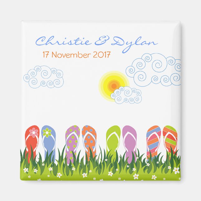 Imán Verano Flip Flops Divertido En El Sol Guardar La F (Frente)