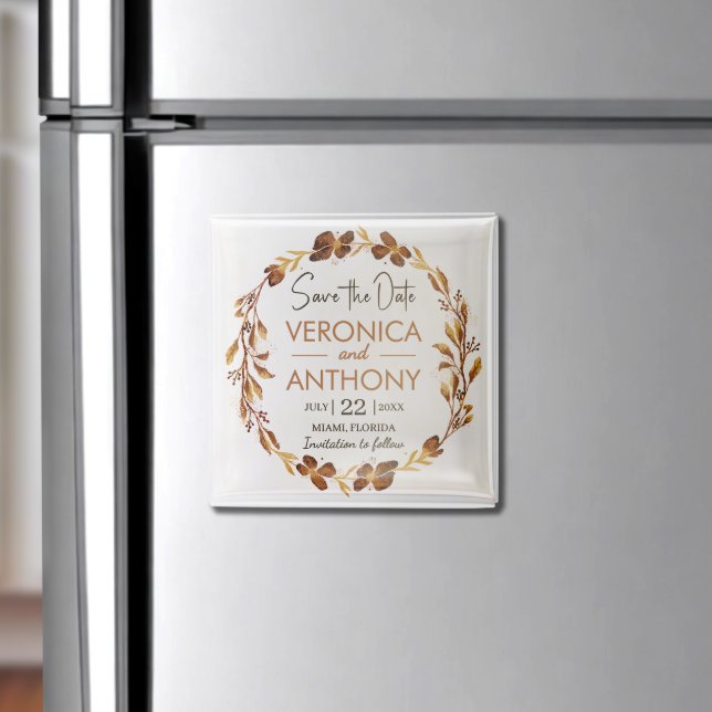 Imán Verano simple | Boda floral otoño salva la fecha (Keep your wedding date top of mind with this fall-themed save the date magnet—easy to display!)