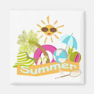 Imán Verano vacaciones en la playa sol sonriente en gaf