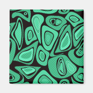 Imán Verde, abstracto, retro