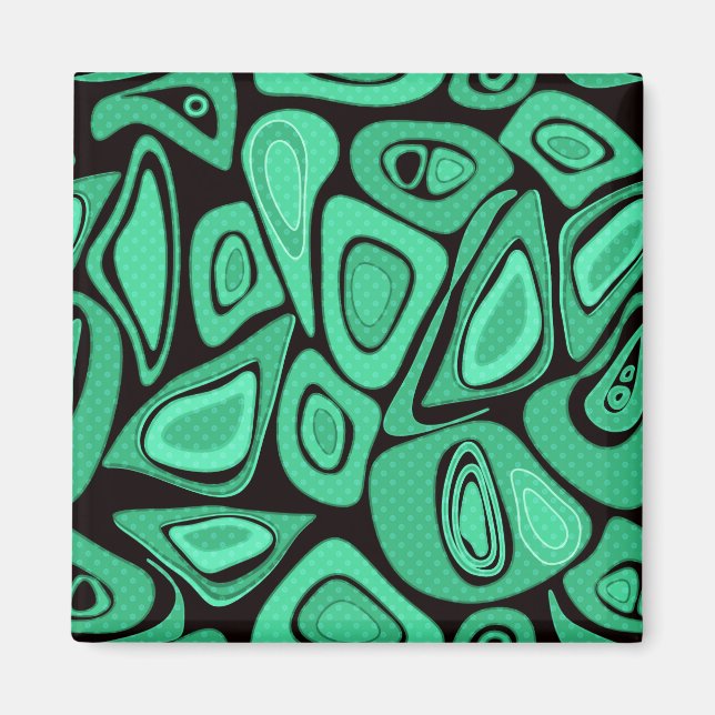 Imán Verde, abstracto, retro (Frente)