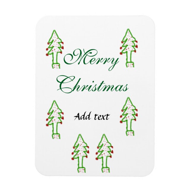 Imán Verde árbol de navidad rojo cereza alegría Navidad (Vertical)