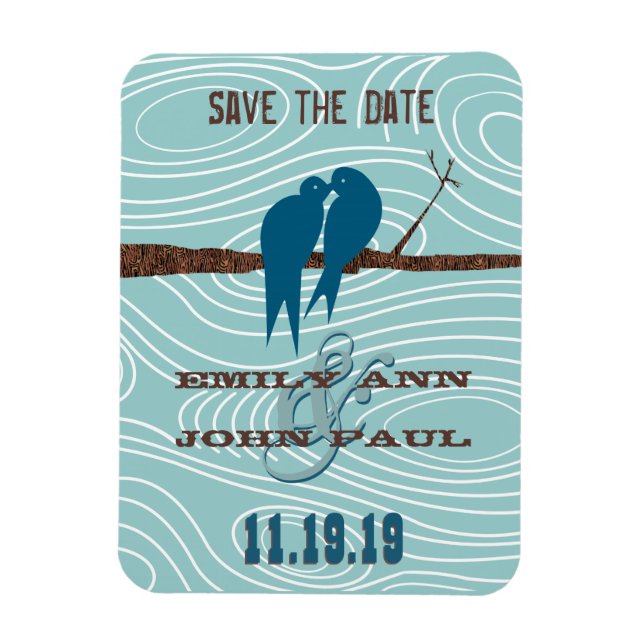 Imán Verde azulado besar amores sentados en un árbol (Vertical)