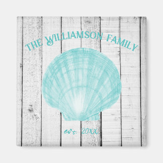 Imán verde azulado de concha de vieira de época