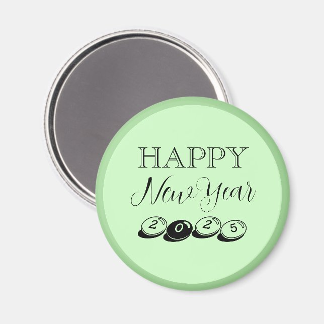 Imán Verde de Año Nuevo Feliz de novedad (Anverso/Reverso)